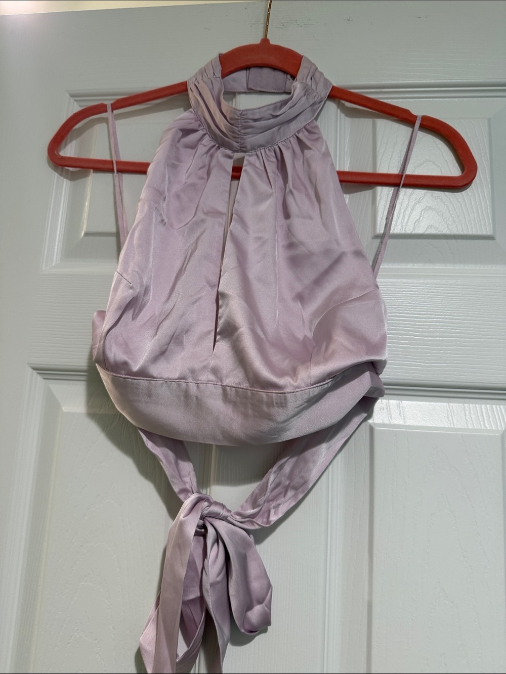 Lavender Silk Halter Tie-Back Top